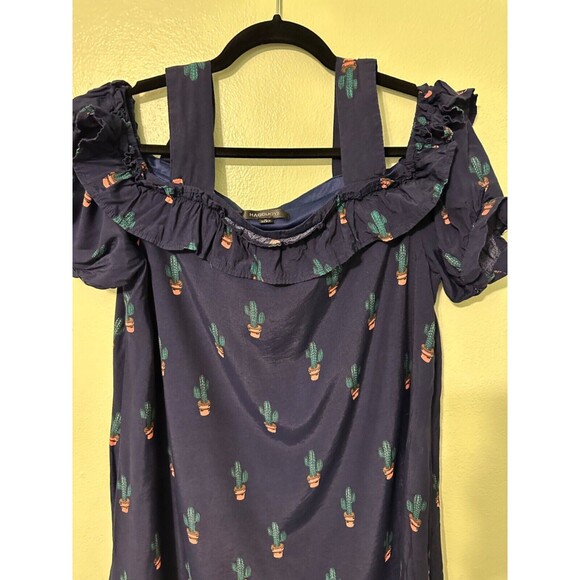 NEW Dress Women's Medium Blue Vacation Hawaii Summer Festival Cactus Short Dress - Picture 2 of 13